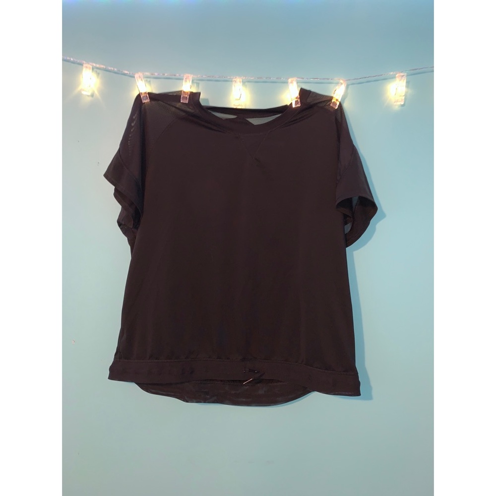 Black Athletic Top with Mesh Sleeves